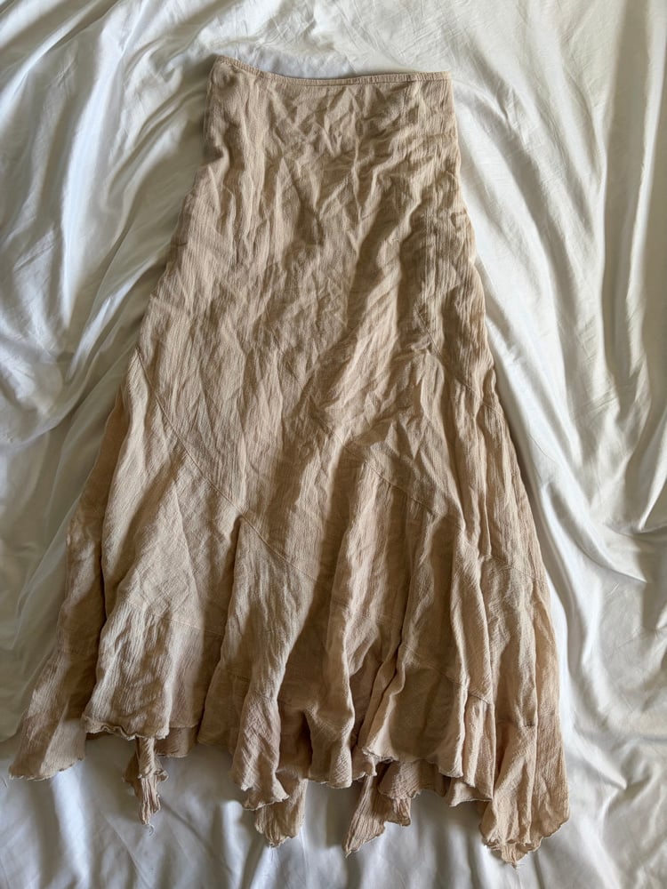 Vintage Y2K Jane Norman cotton camel floaty hem fairy maxi skirt
