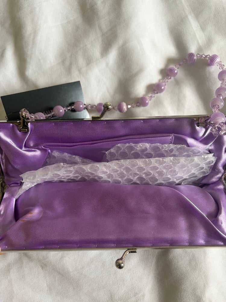Vintage Y2K Lilac beaded bag with iridescent sequins and beaded handle
