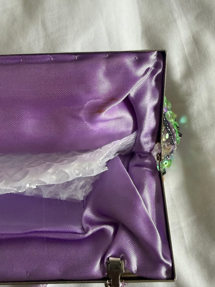 Vintage Y2K Lilac beaded bag with iridescent sequins and beaded handle