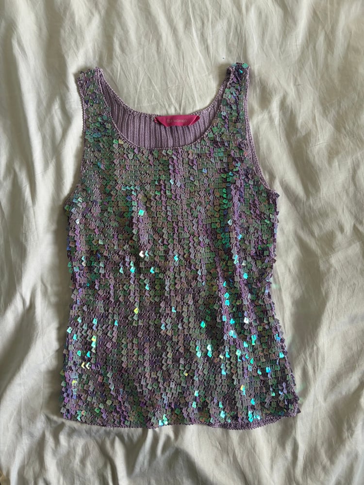 Vintage Y2K lilac iridescent sequin top