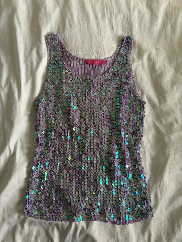 Vintage Y2K lilac iridescent sequin top