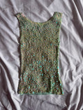 Vintage Y2K mint boat neck crochet sequin top
