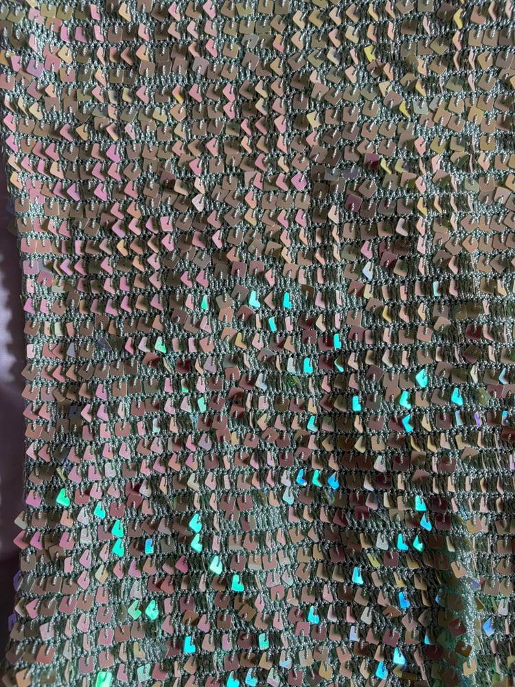 Vintage Y2K mint boat neck crochet sequin top