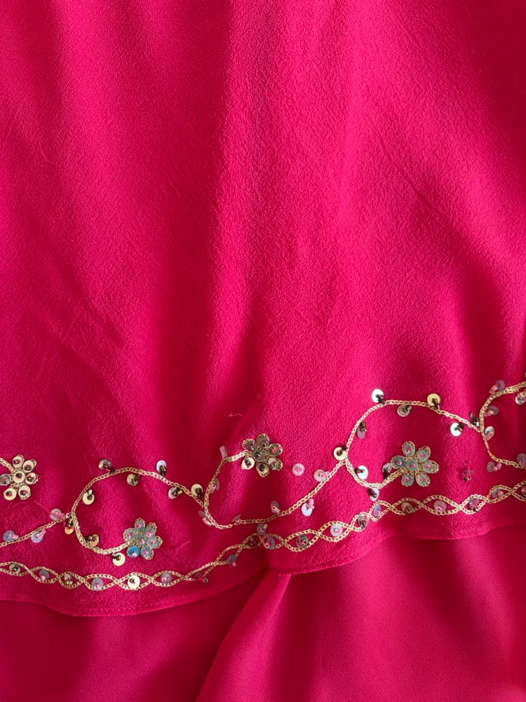 Vintage Y2K Monsoon pink embroidered bell sleeve fairy top