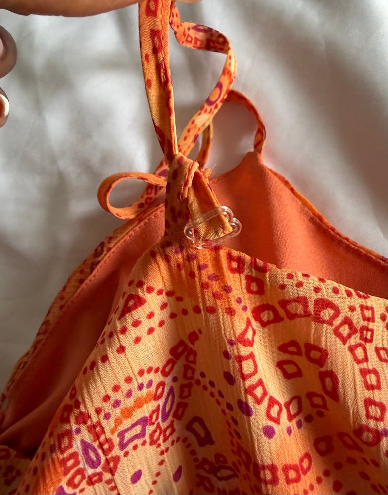 Vintage Y2K orange ruched bust floral print fairy cami