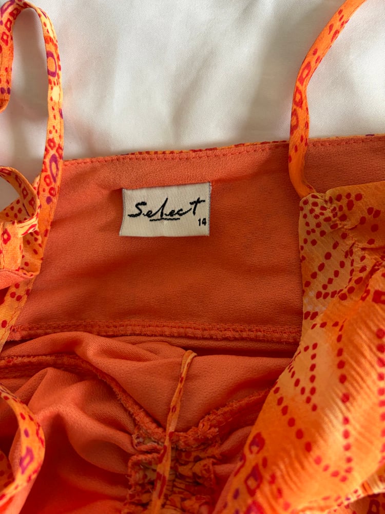 Vintage Y2K orange ruched bust floral print fairy cami