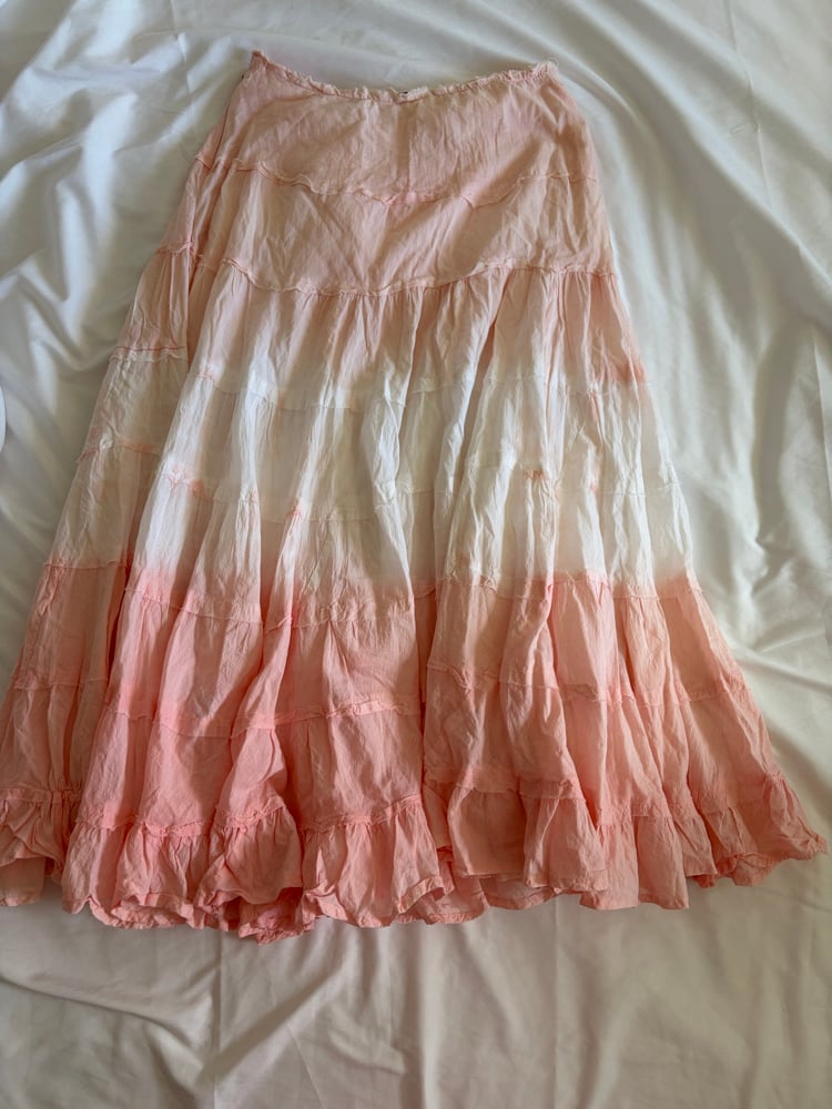 Vintage Y2K  peach and white ombre cotton skirt with sequin floral detail 