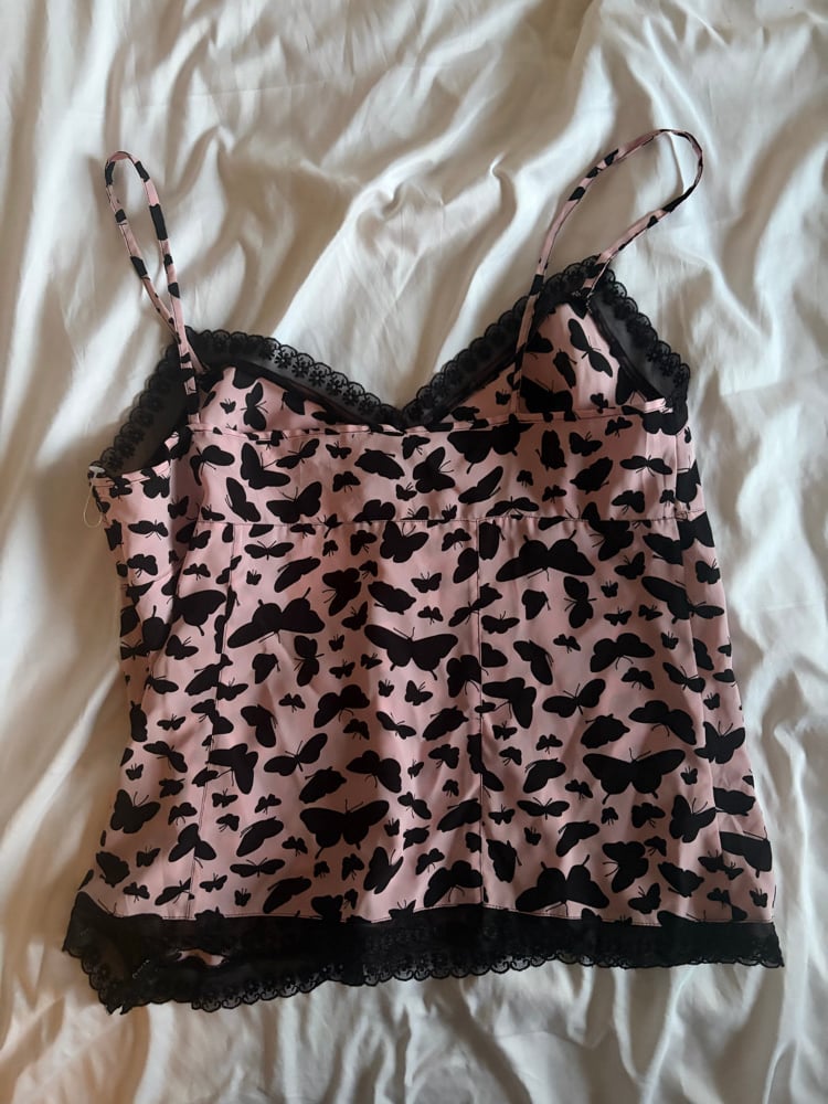 Vintage Y2K pink and black butterfly cami