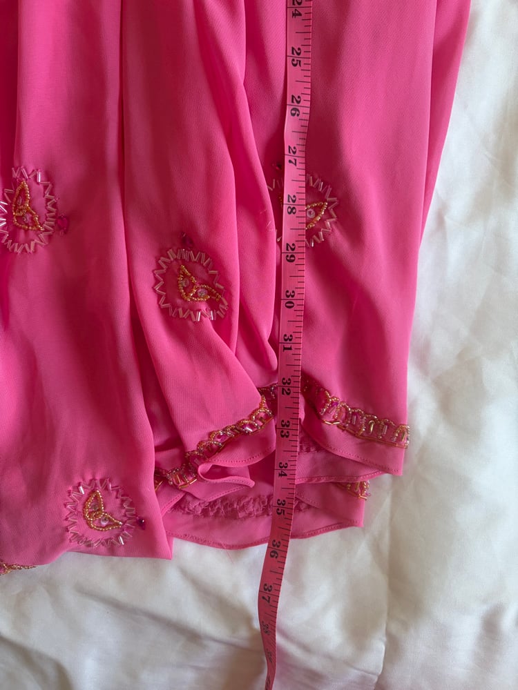 Vintage Y2K pink beaded and sequin handkerchief hem fairy dress