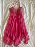 Vintage Y2K pink beaded and sequin handkerchief hem fairy dress