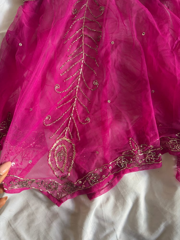 Vintage Y2K pink handkerchief hem beaded and sequin cami