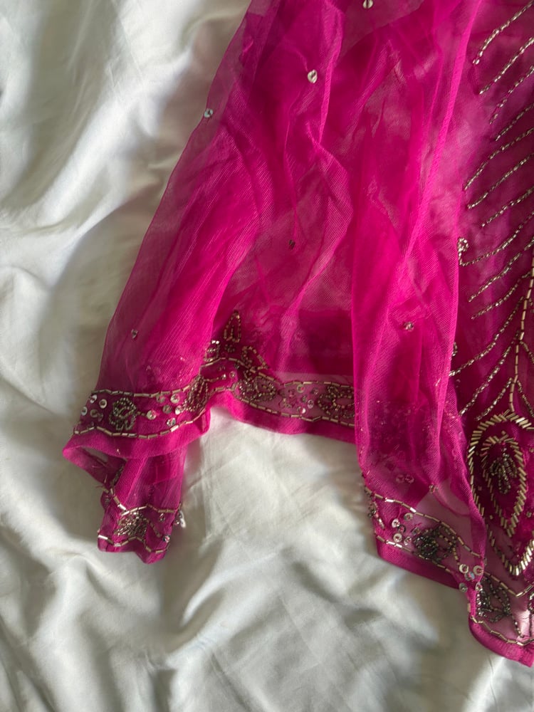 Vintage Y2K pink handkerchief hem beaded and sequin cami