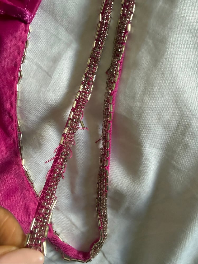 Vintage Y2K pink handkerchief hem beaded and sequin cami