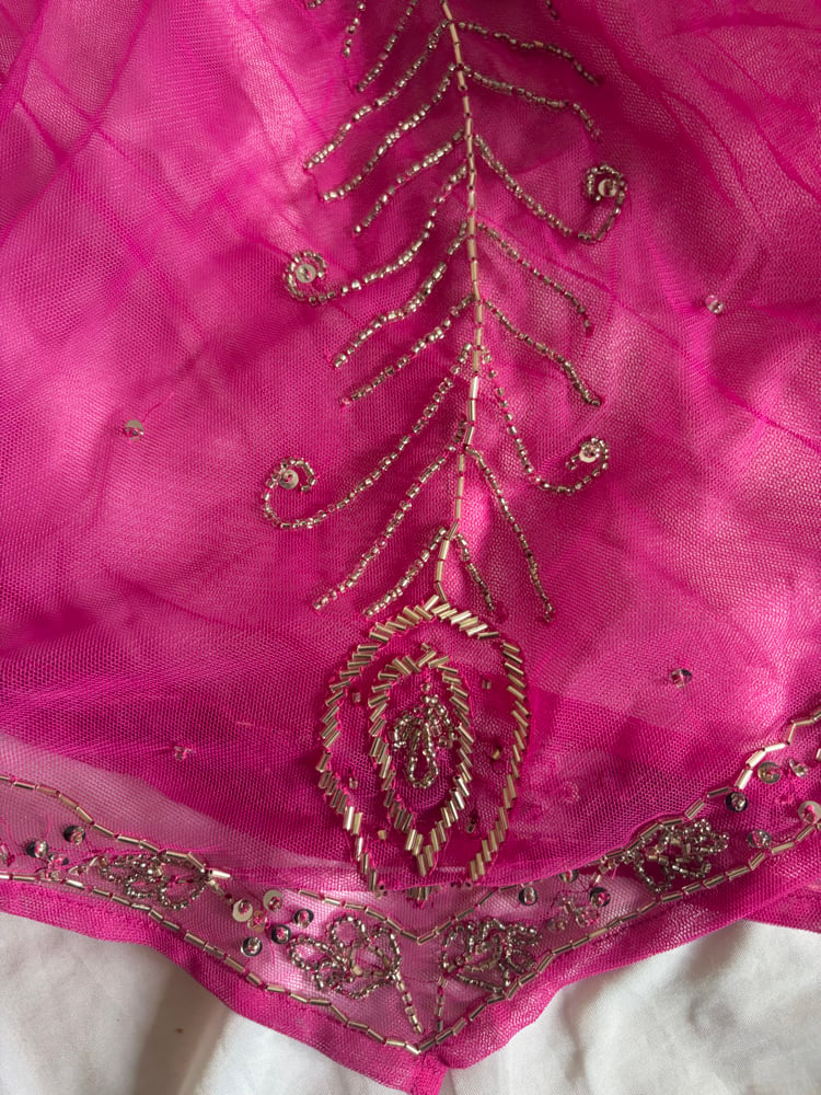 Vintage Y2K pink handkerchief hem beaded and sequin cami