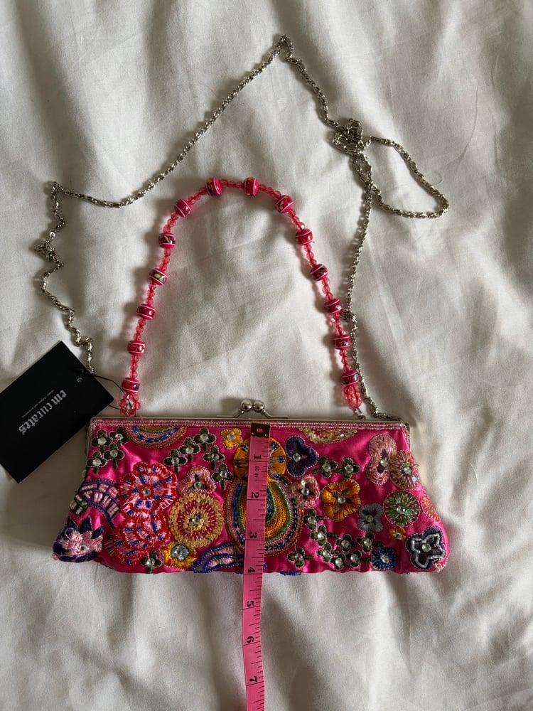 Vintage Y2K pink multi coloured beaded,  embroidered and sequin bag