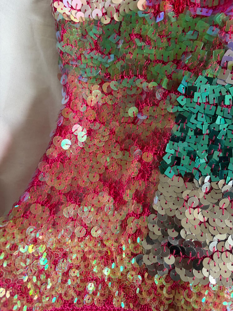 Vintage Y2K pink sequin patchwork style cami