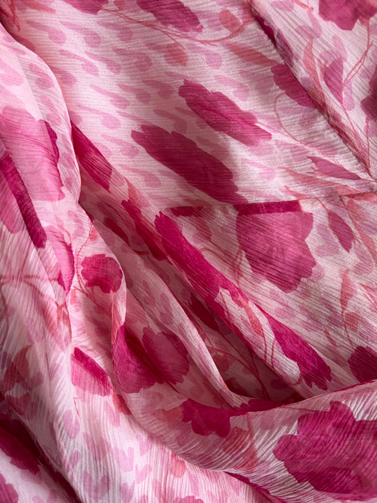 Vintage Y2K pink silk floral fairy dress with beading and floaty hem