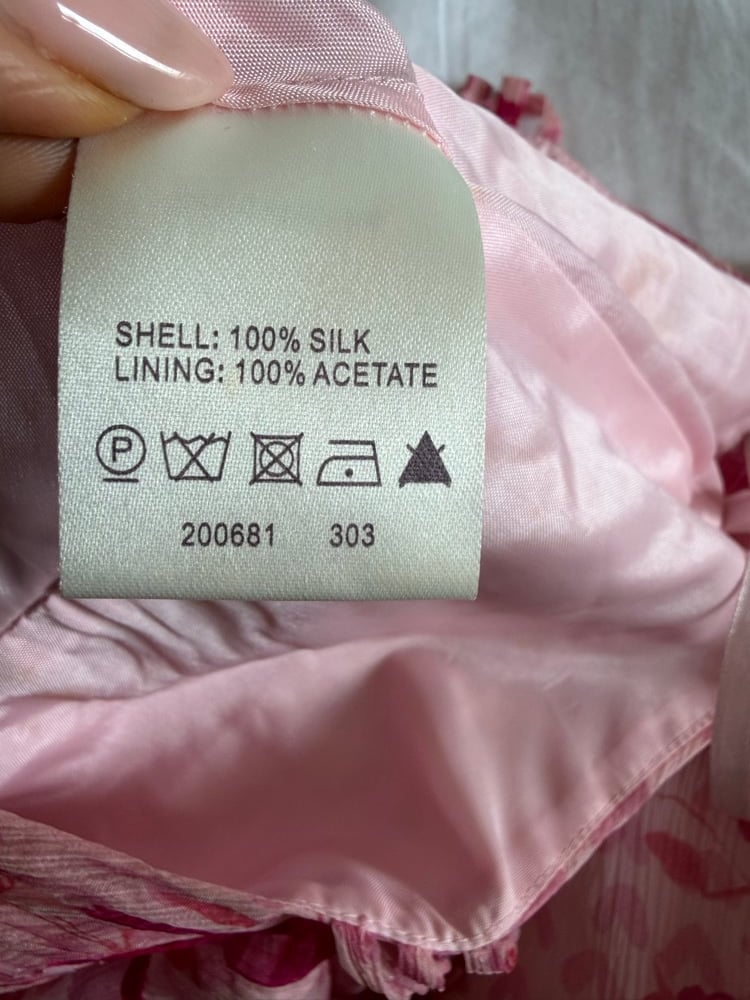 Vintage Y2K pink silk floral fairy dress with beading and floaty hem