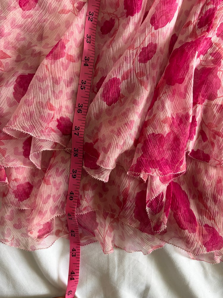 Vintage Y2K pink silk floral fairy dress with beading and floaty hem