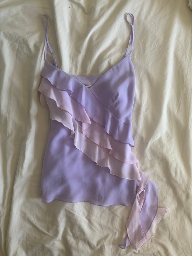 Vintage Y2K purple and pink ruffle Zara Larsson styles cami