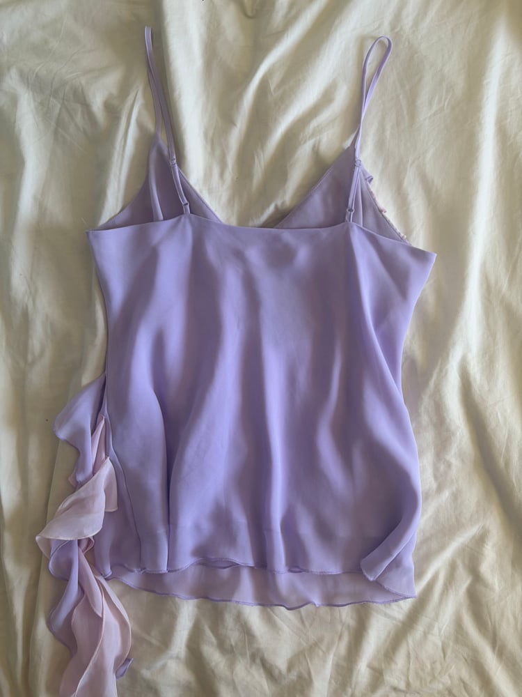 Vintage Y2K purple and pink ruffle Zara Larsson styles cami
