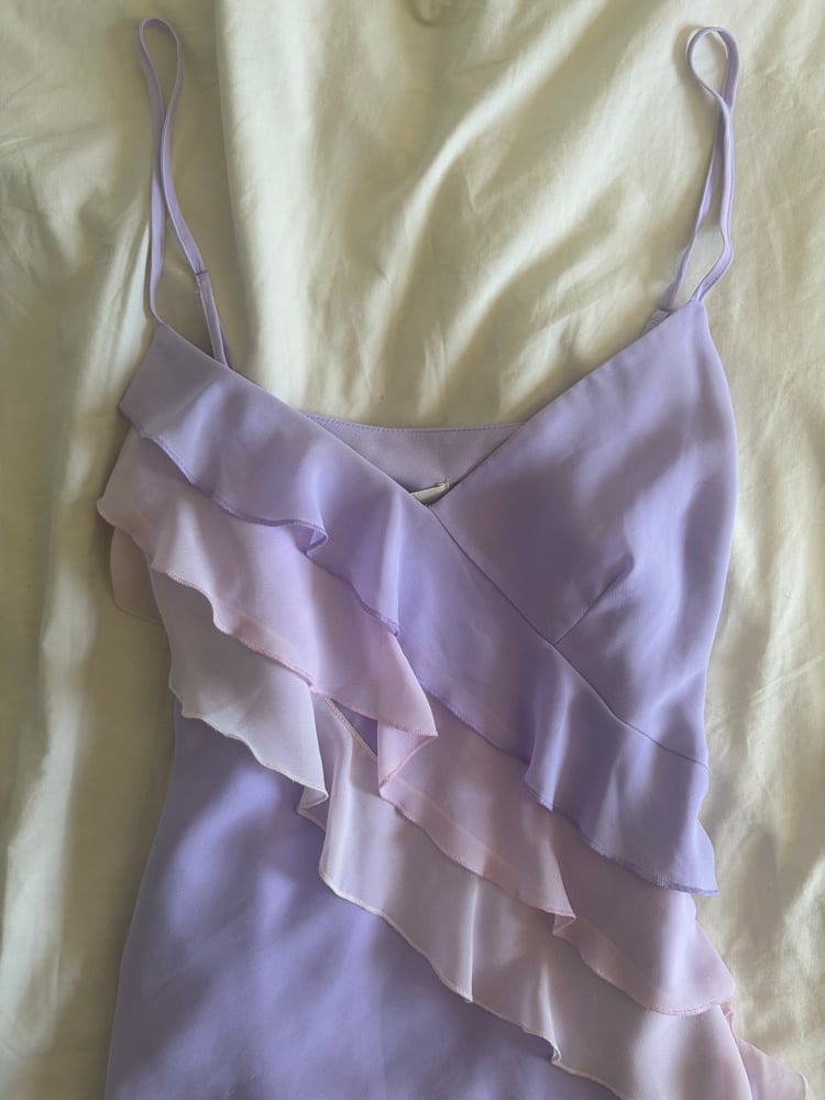 Vintage Y2K purple and pink ruffle Zara Larsson styles cami