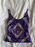 Vintage Y2K Purple and silver sequin diamond crochet cami