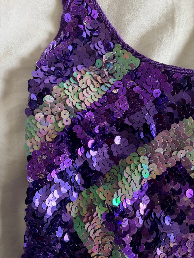 Vintage Y2K Purple and silver sequin diamond crochet cami