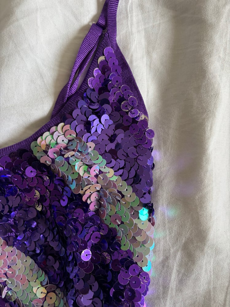 Vintage Y2K Purple and silver sequin diamond crochet cami