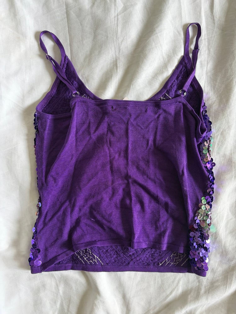 Vintage Y2K Purple and silver sequin diamond crochet cami