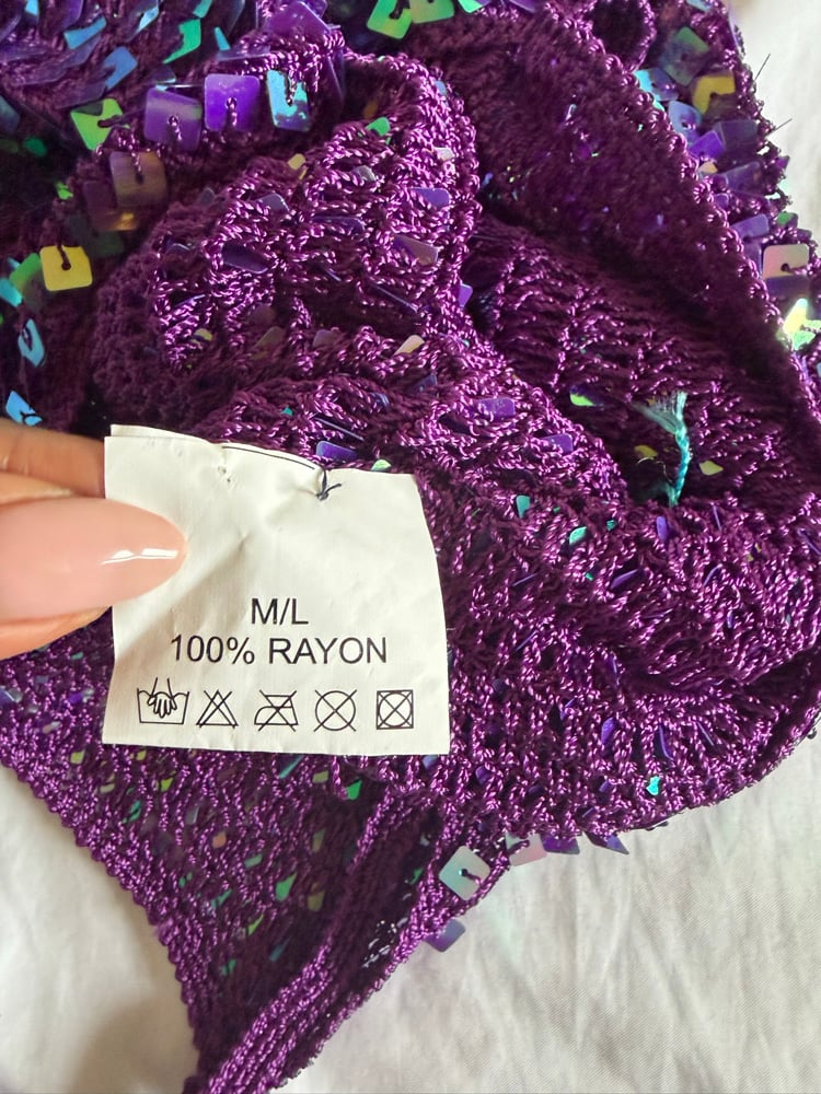 Vintage Y2K purple iridescent sequin crochet cami top