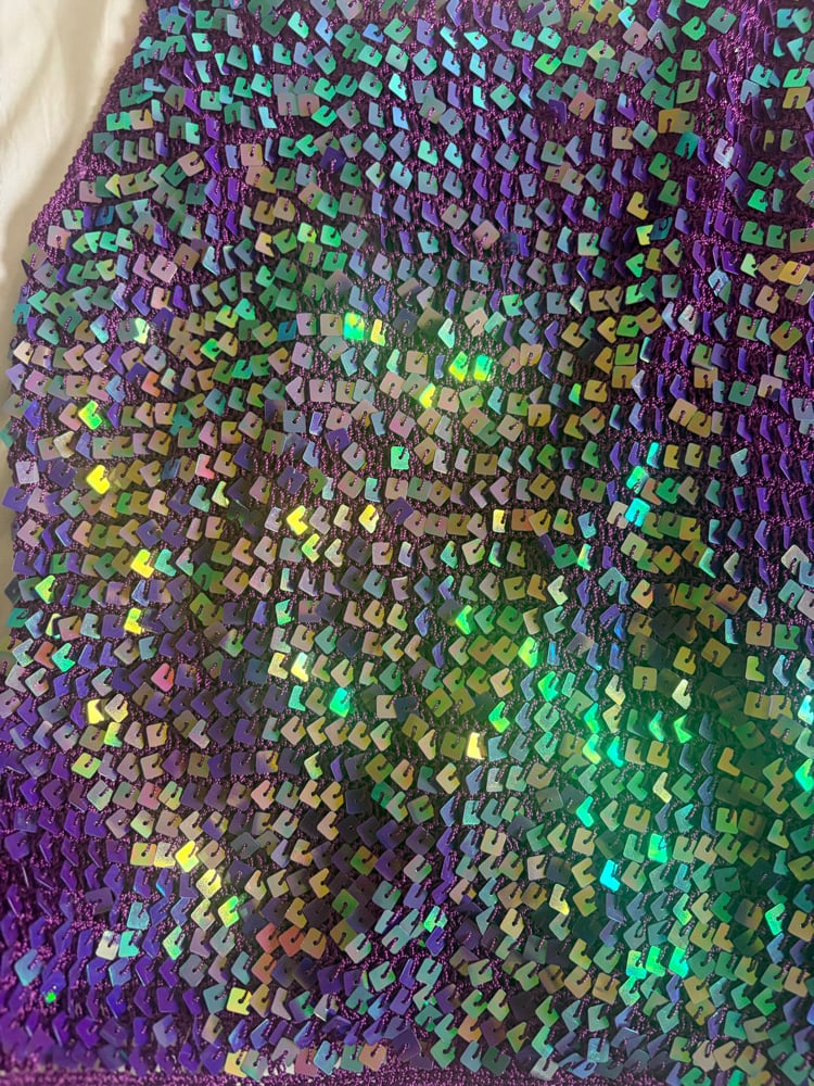 Vintage Y2K purple iridescent sequin crochet cami top