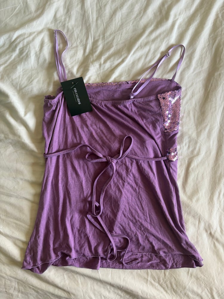 Vintage Y2K purple sequin bust tie back Italian vintage cami