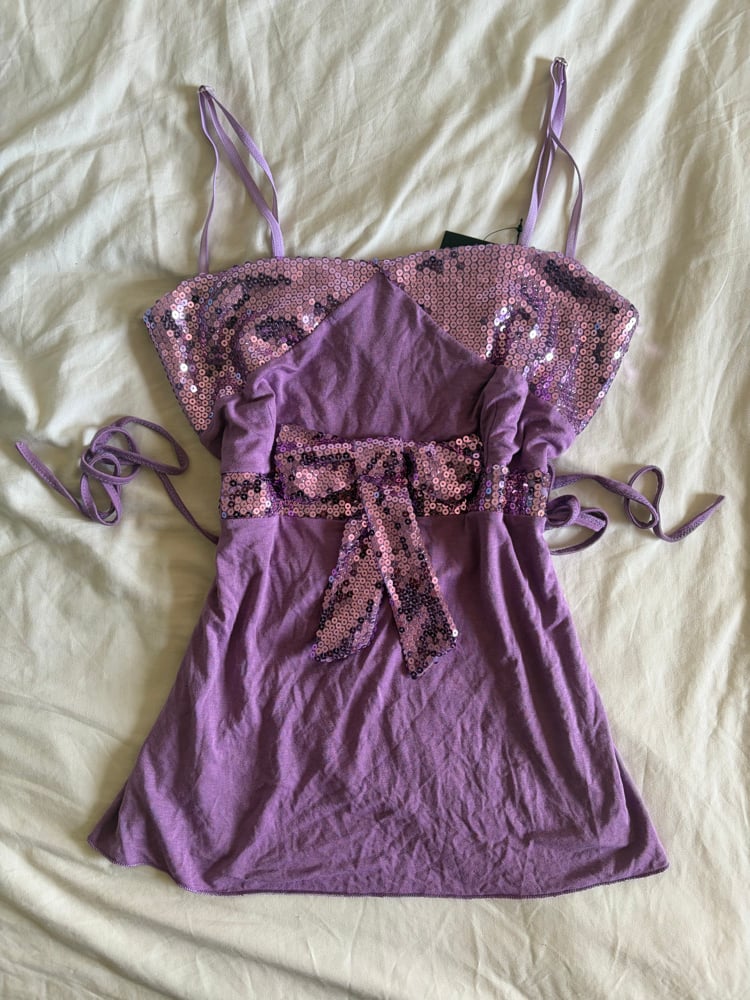Vintage Y2K purple sequin bust tie back Italian vintage cami