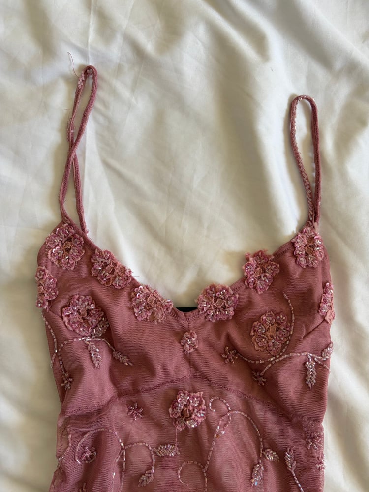 Vintage Y2K rare Pilot dusty pink beaded and sequin  cami