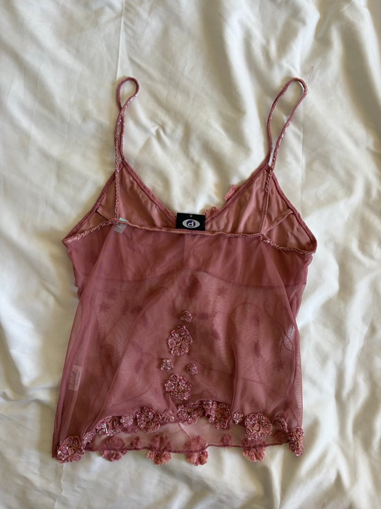 Vintage Y2K rare Pilot dusty pink beaded and sequin  cami