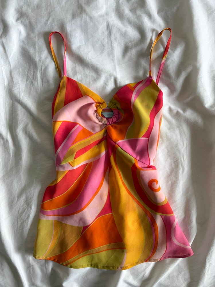 Vintage Y2K retro print swirl o ring cami