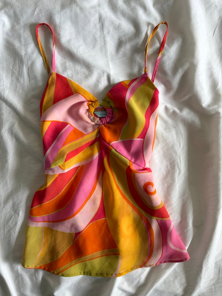 Vintage Y2K retro print swirl o ring cami