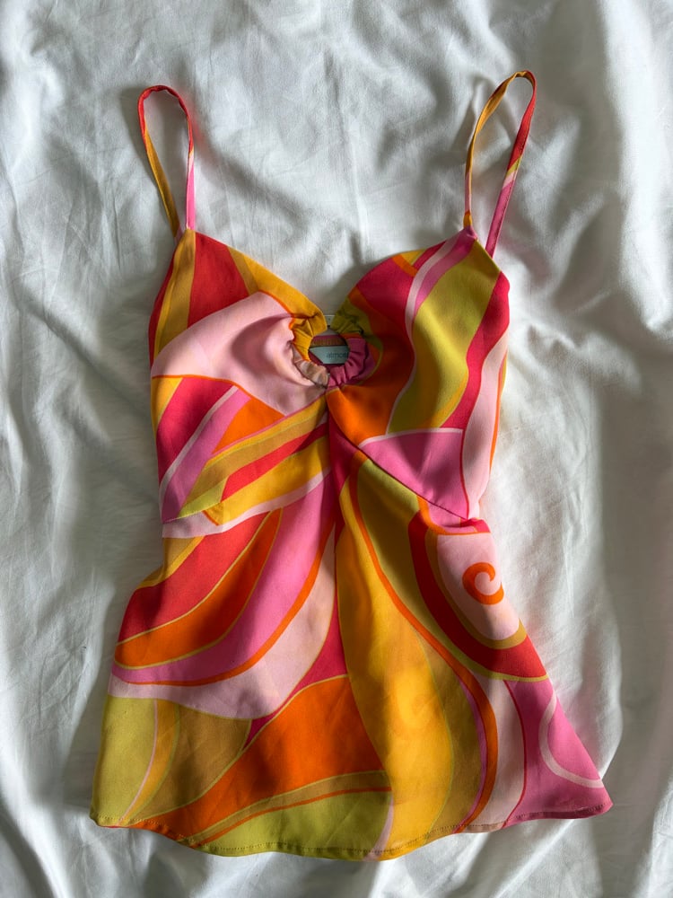 Vintage Y2K retro print swirl o ring cami
