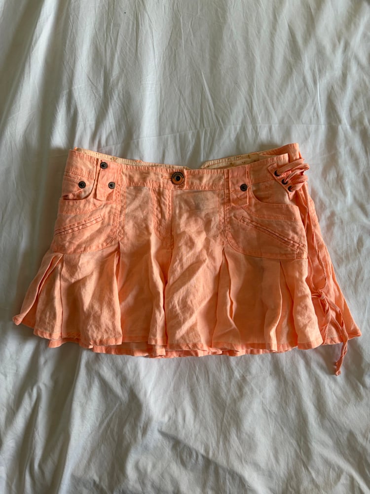 Vintage Y2K River Island coral mini rara mink skirt