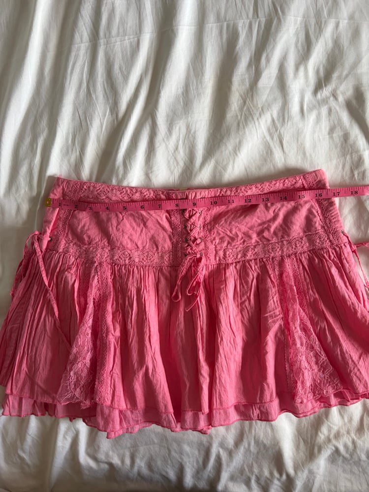 Vintage Y2K River Island pink sequin and lace rara mink skirt