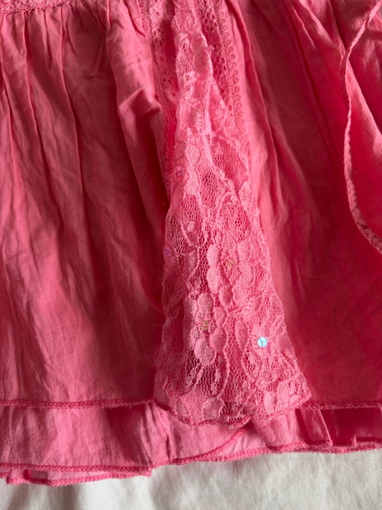 Vintage Y2K River Island pink sequin and lace rara mink skirt