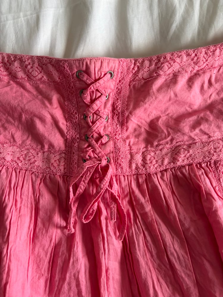Vintage Y2K River Island pink sequin and lace rara mink skirt