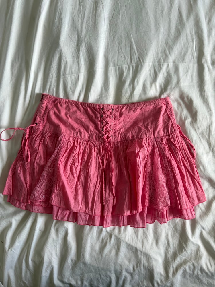 Vintage Y2K River Island pink sequin and lace rara mink skirt