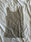 Vintage Y2K silver crochet sequin vest top