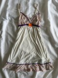 Vintage Y2K slip mini dress with orange and purple detailing and ruffle hem