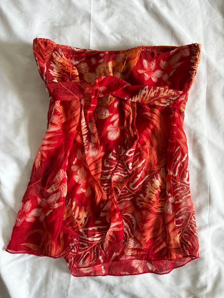 Vintage Y2K tie back floral fairy bandeau halterneck cami with beaded detail