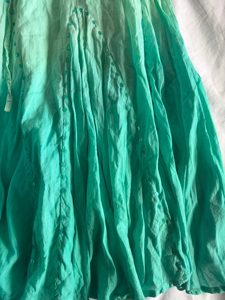 Vintage Y2K turquoise ombre sequin cotton midi fairy skirt