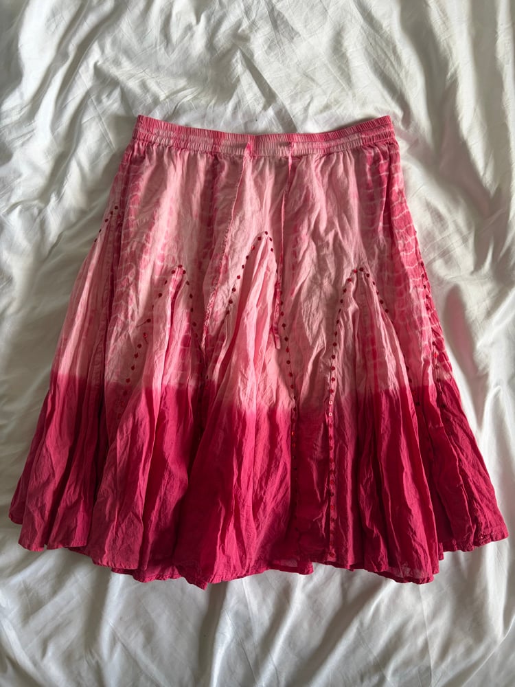 Vintage Y2K pink ombre sequin cotton midi fairy skirt