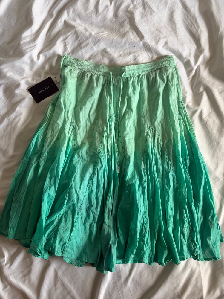 Vintage Y2K turquoise ombre sequin cotton midi fairy skirt